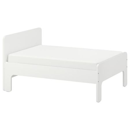 SLÄKT Раздвижная кровать с реечным дном - белый 80x200 см