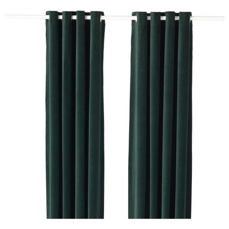 Гардины, 1 пара САНЕЛА, темно-зеленый (140x300 см)