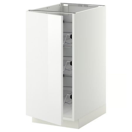 METOD Напольный шкаф/проволочные корзины - белый/Ringhult белый 40x60 см