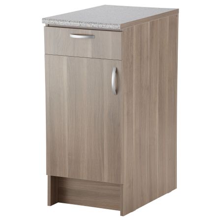 Напольный шкаф с дверью и ящиком АЛЬБРУ, серо-коричневый (40x89 см)