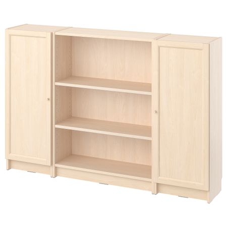 Стеллаж комбинация с дверцами, под березу, 160x106 см IKEA BILLY БИЛЛИ, OXBERG ОКСБЕРГ 994.835.89