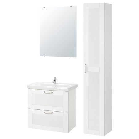 Комплект мебели для ванной,8 предм., Йельсен белый/ПИЛКОН смеситель 64x43x65 см IKEA FISKÅN ФИСКОН / TVÄLLEN ТВЭЛЛЕН 294.373.60