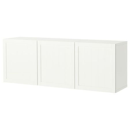 BESTÅ Комбинация настенных шкафов - белый/пипмакаре белый 180x42x64 см
