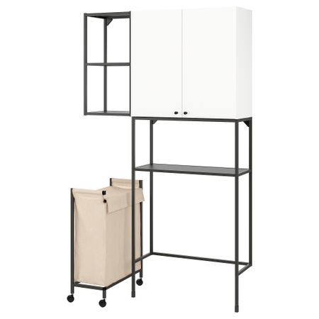 Комбинация для хранения, антрацит, белый, 120x32x204 см IKEA BEGIVENHET БЕГИВЕНХЕТ 294.772.66