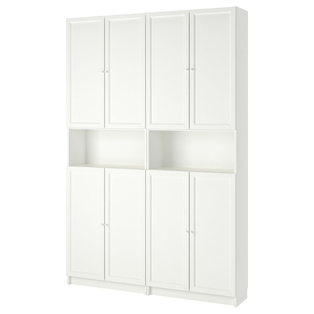 Стеллаж с верхними полками/дверями, белый 160x30x237 см IKEA BILLY БИЛЛИ / OXBERG ОКСБЕРГ 992.807.56 - фото 1