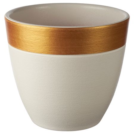 Горшок цветочный, белый, золотой полоска 12 см IKEA LIMEPEPPAR ЛАЙМПЕППАР 604.679.72