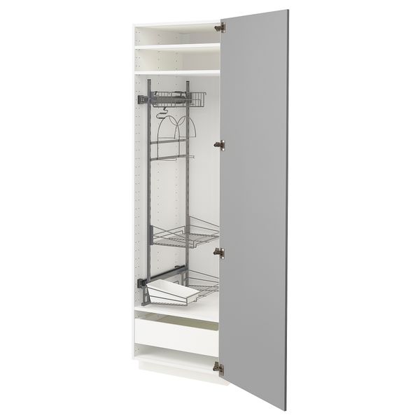 Высокий шкаф с отделением для аксессуаров для уборки, 60x60x200 cm IKEA METOD МЕТОД, MAXIMERA МАКСИМЕРА 293.665.41 - фото 1