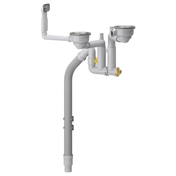 Сифон выпускной для двойной мойки IKEA LILLVIKEN ЛИЛЛЬВИКЕН 003.695.21 - схема-чертеж с размерами