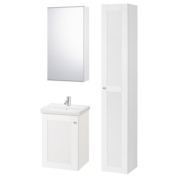 Комплект мебели для ванной,7 предм., Йельсен белый/ПИЛКОН смеситель 44x43x65 см IKEA FISKÅN ФИСКОН / TVÄLLEN ТВЭЛЛЕН 194.360.83 - фото 1