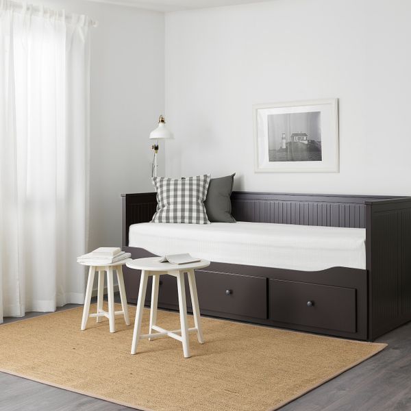 Кушетка с 2 матрасами/3ящиками, черно-коричневый/осванг жесткий 80x200 см IKEA HEMNES ХЕМНЭС 294.281.48 - фото 3