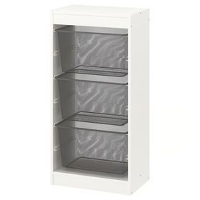 TROFAST Комбинация д/хранения+контейнеры - белый/темно-серый 46x30x94 см