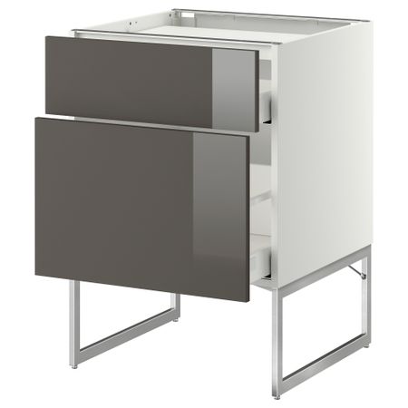 Напольный шкаф, 2 фронтальных панели, 3 ящика МЕТОД / МАКСИМЕРА, белый, Рингульт серый