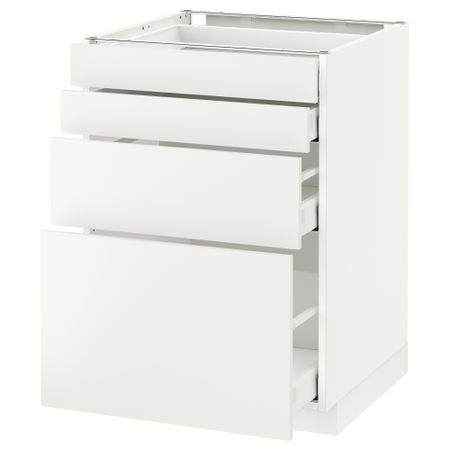Напольный шкаф 4 фронтальных панели, 4 ящика МЕТОД / МАКСИМЕРА, белый, Хэггеби белый