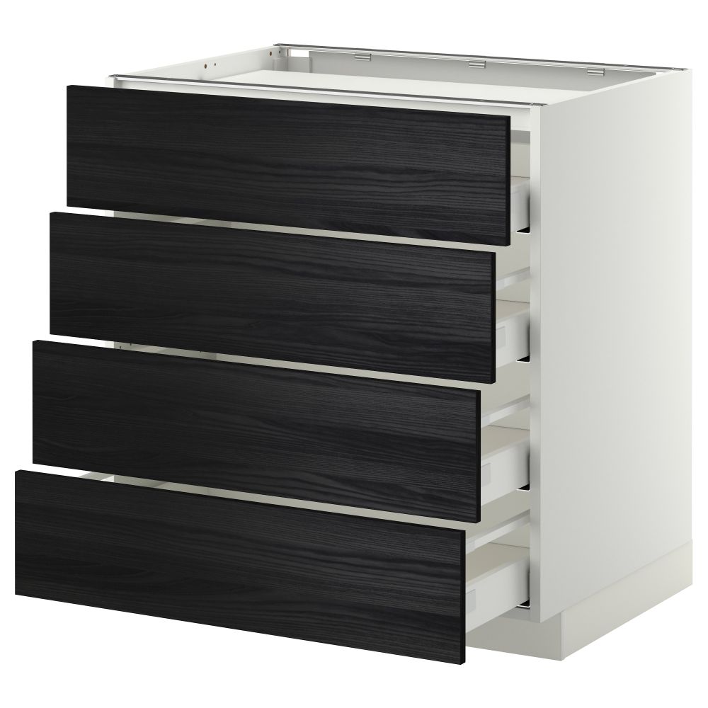 Напольный шкаф, 4 фронтальных панели, 4 ящика МЕТОД / МАКСИМЕРА, белый, Тингсрид черный - фото 1