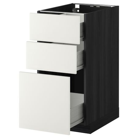 Напольный шкаф с 3 ящиками МЕТОД / ФОРВАРА, черный, Хэггеби белый