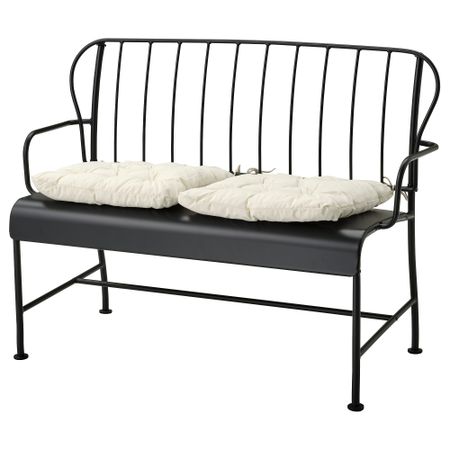 2-местный диван, садовый, серый, Kuddarna бежевый IKEA LÄCKÖ ЛЭККЭ 994.950.64
