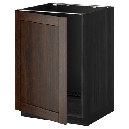 Напольный шкаф для раковины, черный/Эдсерум коричневый 60x60 см IKEA МЕТОД 692.266.00
