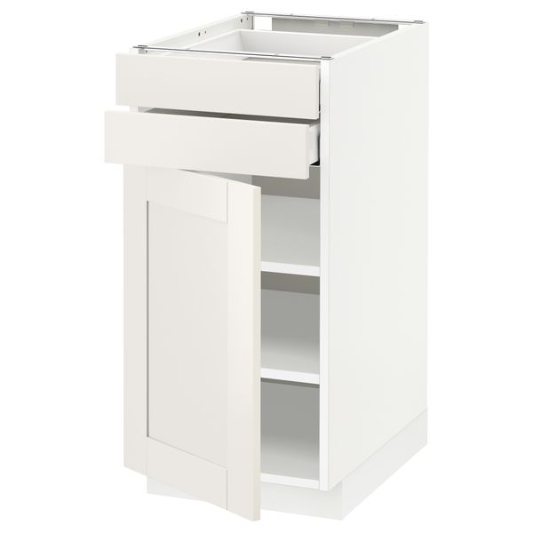 Напольный шкаф с дверцей, 2 ящиками МЕТОД / МАКСИМЕРА, белый, Сэведаль белый - схема-чертеж с размерами