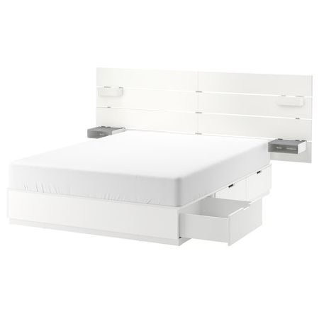 NORDLI Каркас кровати/отд д/хран/изголовье - белый 140x200 см