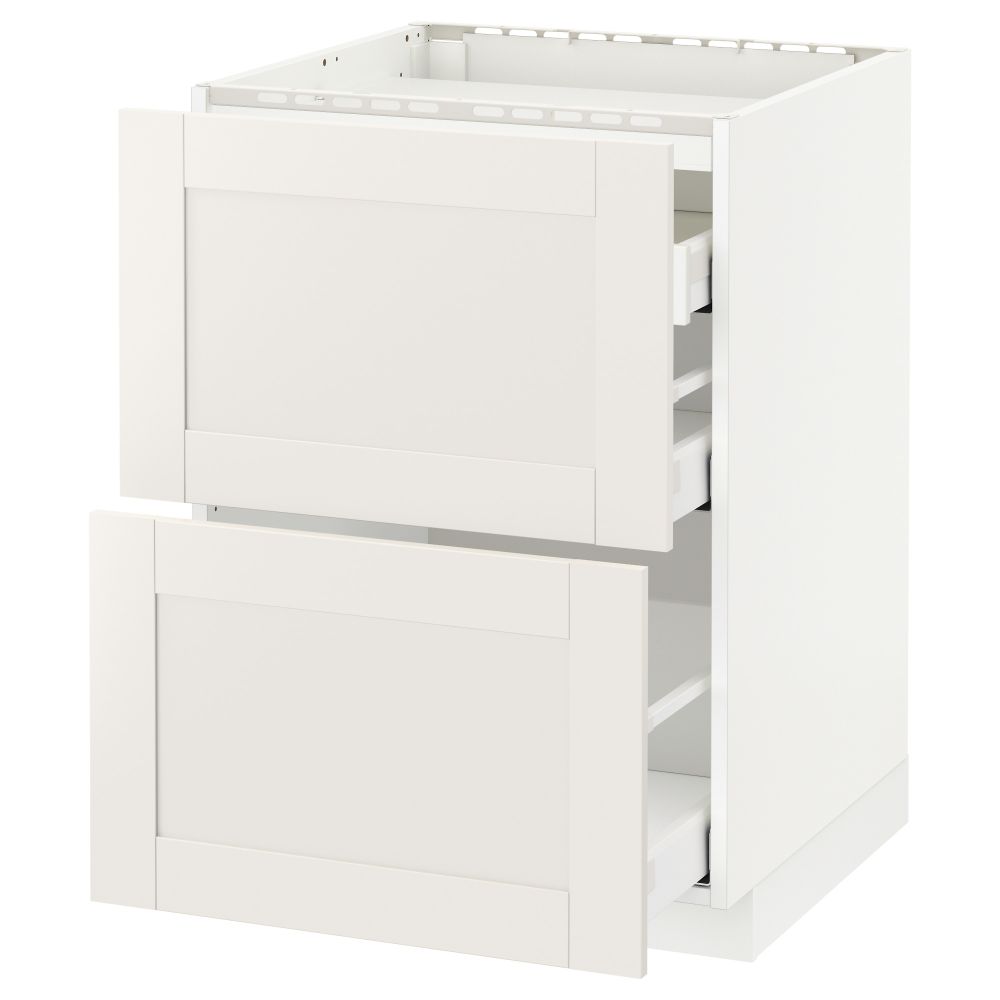 Напольный шкаф, 2 фронтальных панели, 3 ящика МЕТОД / МАКСИМЕРА, белый, Сэведаль белый - схема-чертеж с размерами