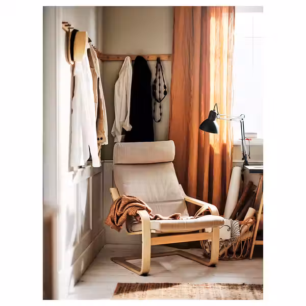 POÄNG Кресло - березовый шпон/Hillared бежевый - фото 2