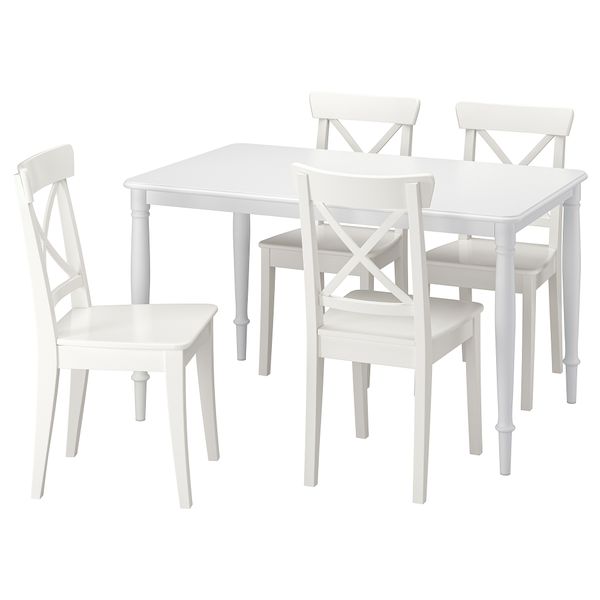 Стол и 4 стула, белый, белый, 130 см IKEA DANDERYD ДАНДЭРЮД, INGOLF ИНГОЛЬФLF ИНГОЛЬФ 495.442.36 - фото 1