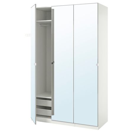 Гардероб, комбинация, белый/зеркальное стекло 150x60x236 см IKEA PAX ПАКС / VIKEDAL ВИКЕДАЛЬ 493.961.70