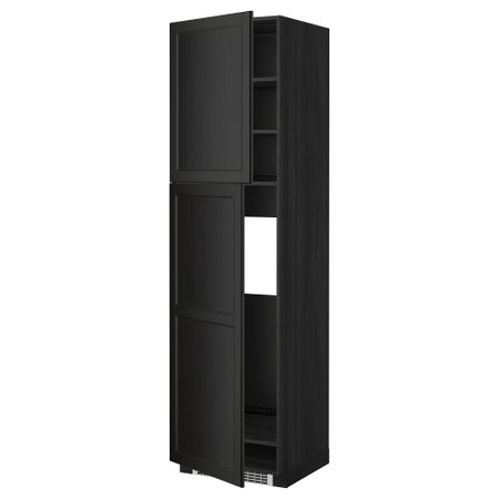 Высокий шкаф для холодильника, 2 дверцы МЕТОД, черный, Лаксарби черно-коричневый