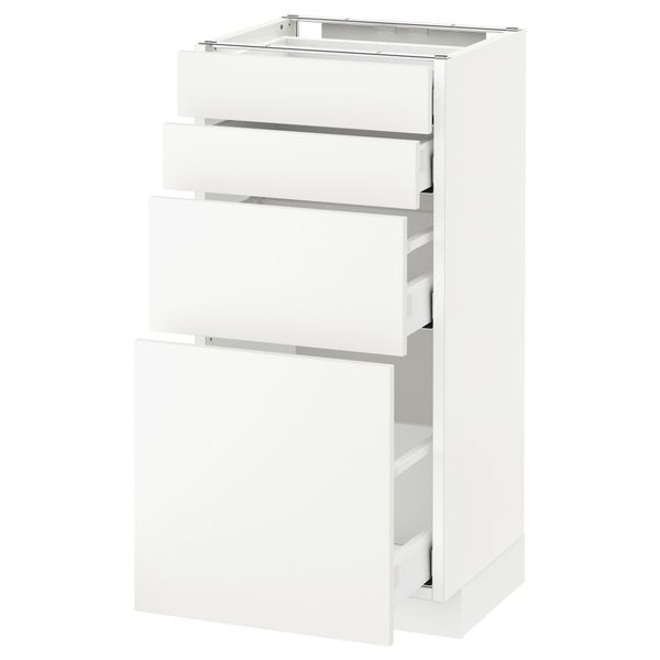 Напольный шкаф 4 фронтальных панели, 4 ящика МЕТОД / МАКСИМЕРА, белый, Хэггеби белый - схема-чертеж с размерами