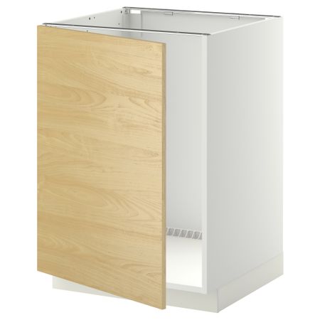 Напольный шкаф для раковины МЕТОД, белый, Тингсрид береза (60x60 см)
