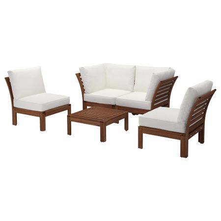 4-местный комплект садовой мебели ЭПЛАРО, коричневая морилка, Кунгсэ белый
