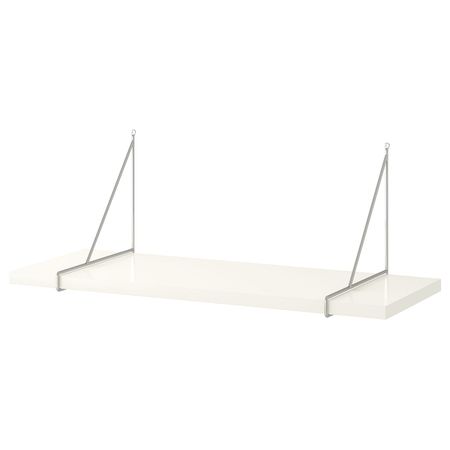 Полка навесная, белый/хромированный 80x30 см IKEA BERGSHULT БЕРГСХУЛЬТ / PERSHULT ПЕРСГУЛЬТ 892.907.46
