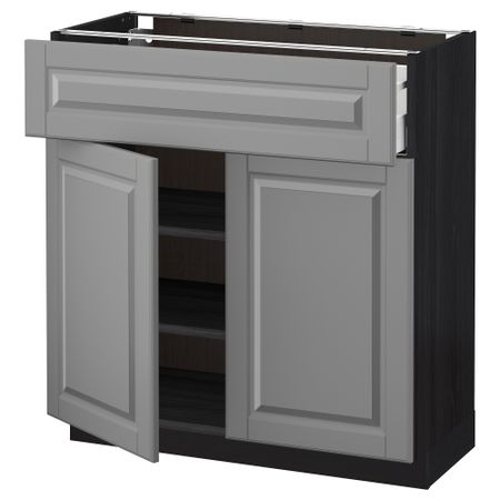 Напольный шкаф + ящик, 2 дверцы МЕТОД / МАКСИМЕРА, черный, Будбин серый
