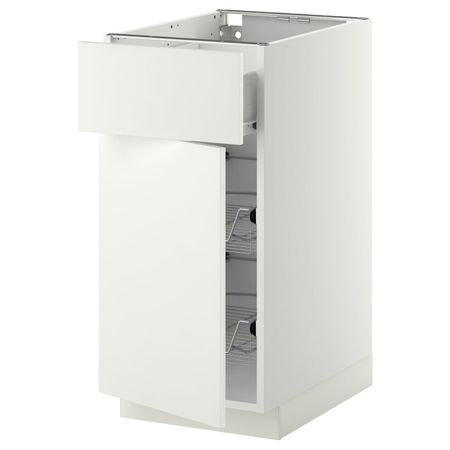 Напольный шкаф с проволочной корзиной/ящ/дверью, белый/Хэггеби белый 40x60 см IKEA МЕТОД / ФОРВАРА 892.619.99