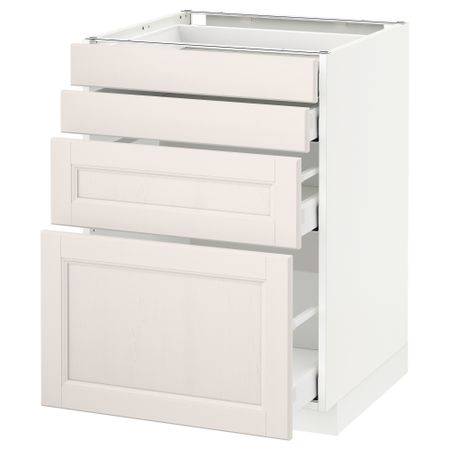 Напольный шкаф 4 фронтальных панели, 4 ящика МЕТОД / МАКСИМЕРА, белый, Лаксарби белый