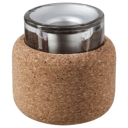 Подсвечник для свечи, греющей свечи, прозрачное стекло/пробка 7 см IKEA FÖRENLIG ФЁРЕНЛИГ 504.548.33