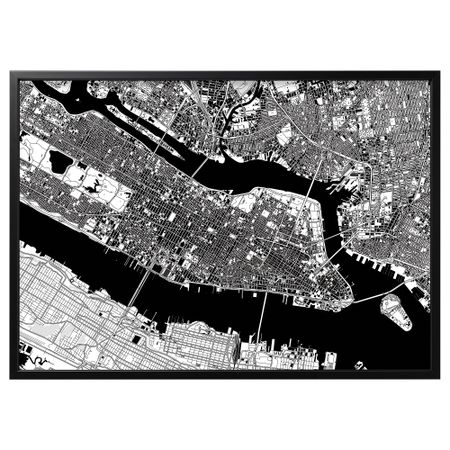 Картина с рамой, 140x100 см, Манхэттен с высоты/черный IKEA BJÖRKSTA 494.168.18