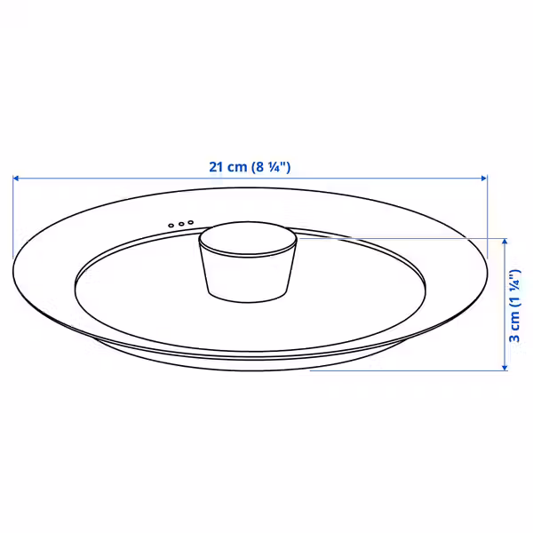 KLOCKREN Крышка - стекло 21 см - схема-чертеж с размерами
