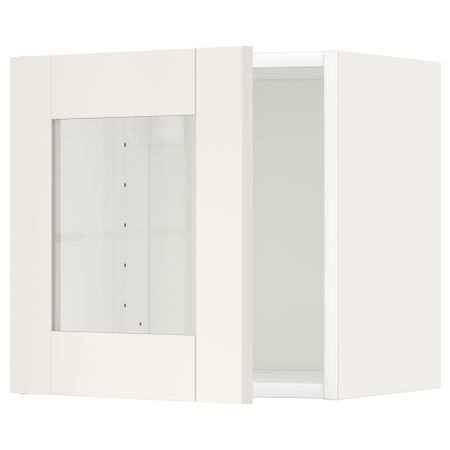 Навесной шкаф со стеклянной дверью МЕТОД, белый, Сэведаль белый (40x40 см)