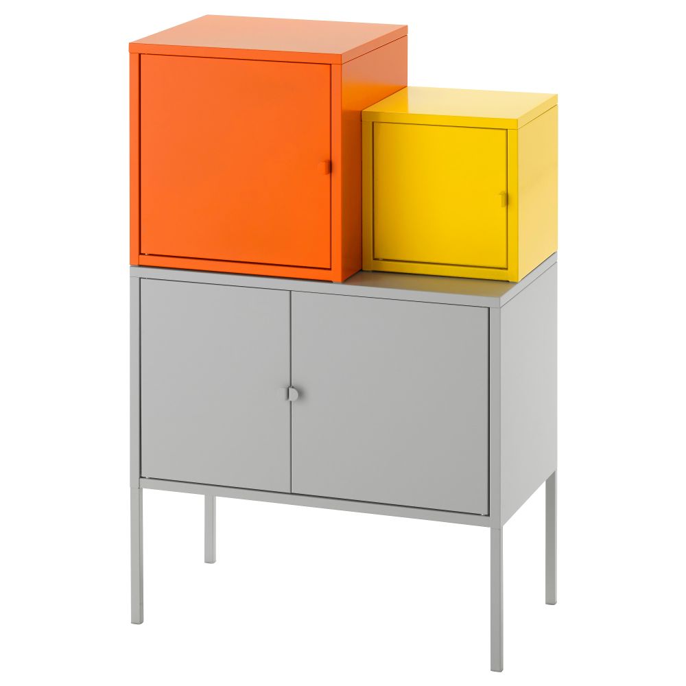 Комбинация для хранения ЛИКСГУЛЬТ, оранжевый/желтый, серый (60x92 см) - фото 1