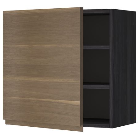 Шкаф навесной с полкой, черный/Воксторп грецкий орех 60x60 см IKEA МЕТОД 892.247.75