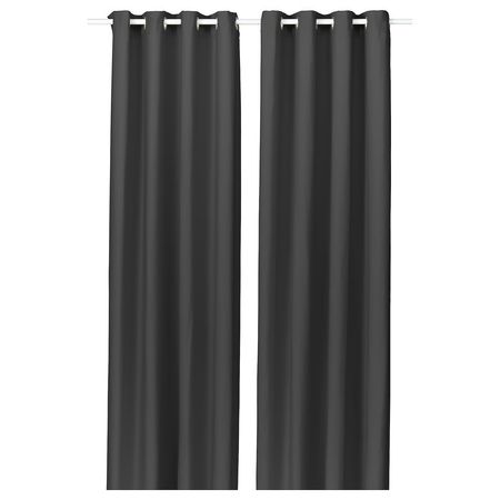 GINSTMOTT ГИНСТМОТТ Гардины, 2 шт. - темно-серый/с петельками 145x300 см