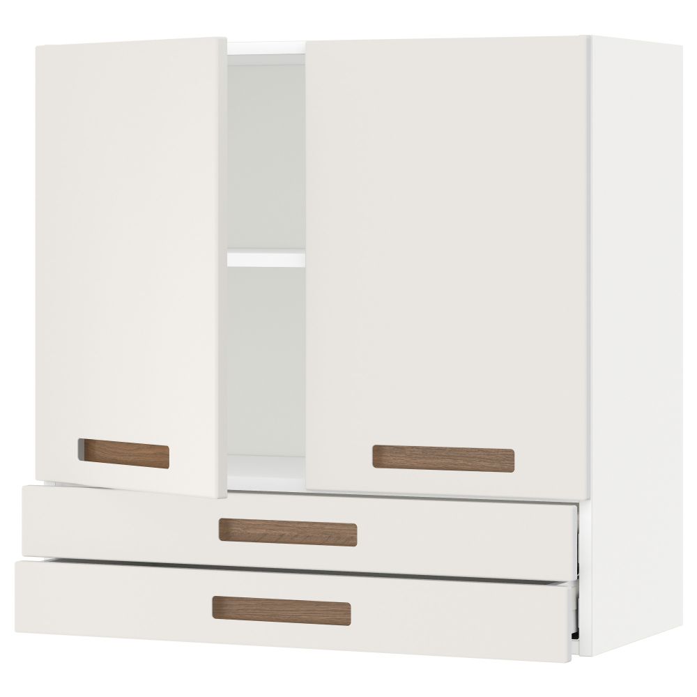 Навесной шкаф, 2 дверцы, 2 ящика МЕТОД / МАКСИМЕРА, белый, Мэрста белый - схема-чертеж с размерами