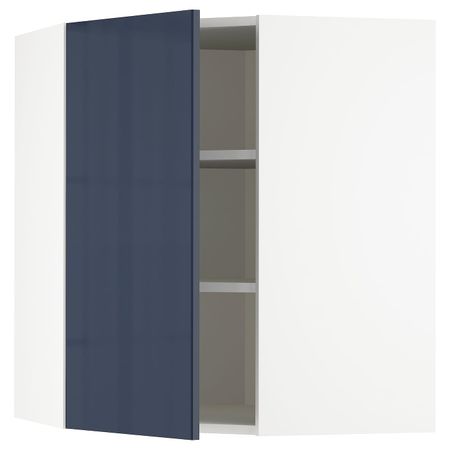Угловой навесной шкаф с полками, белый/Ерста черно-синий 68x80 см IKEA METOD МЕТОД 492.755.78