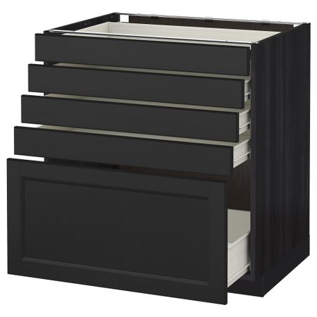 Напольный шкаф с 5 ящиками МЕТОД / ФОРВАРА, черный, Лаксарби черно-коричневый