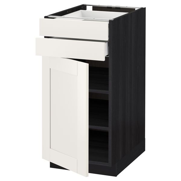 Напольный шкаф с дверцей, 2 ящиками МЕТОД / МАКСИМЕРА, черный, Сэведаль белый - схема-чертеж с размерами