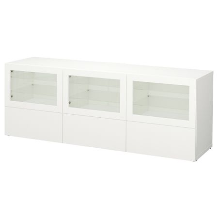 Тумба под ТВ, с дверцами и ящиками, 180x40x64 см, Lappviken, Sindvik белый прозрачное стекло IKEA BESTÅ БЕСТО 191.943.00