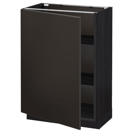Напольный шкаф с полками, черный/Кунгсбакка антрацит 60x37 см IKEA МЕТОД 792.199.58