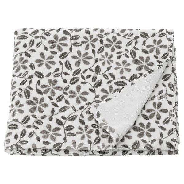 Банное полотенце, белый, серый 70x140 см IKEA JUVELBLOMMA ЮВЕЛЬБЛОММА 204.555.94 - фото 1