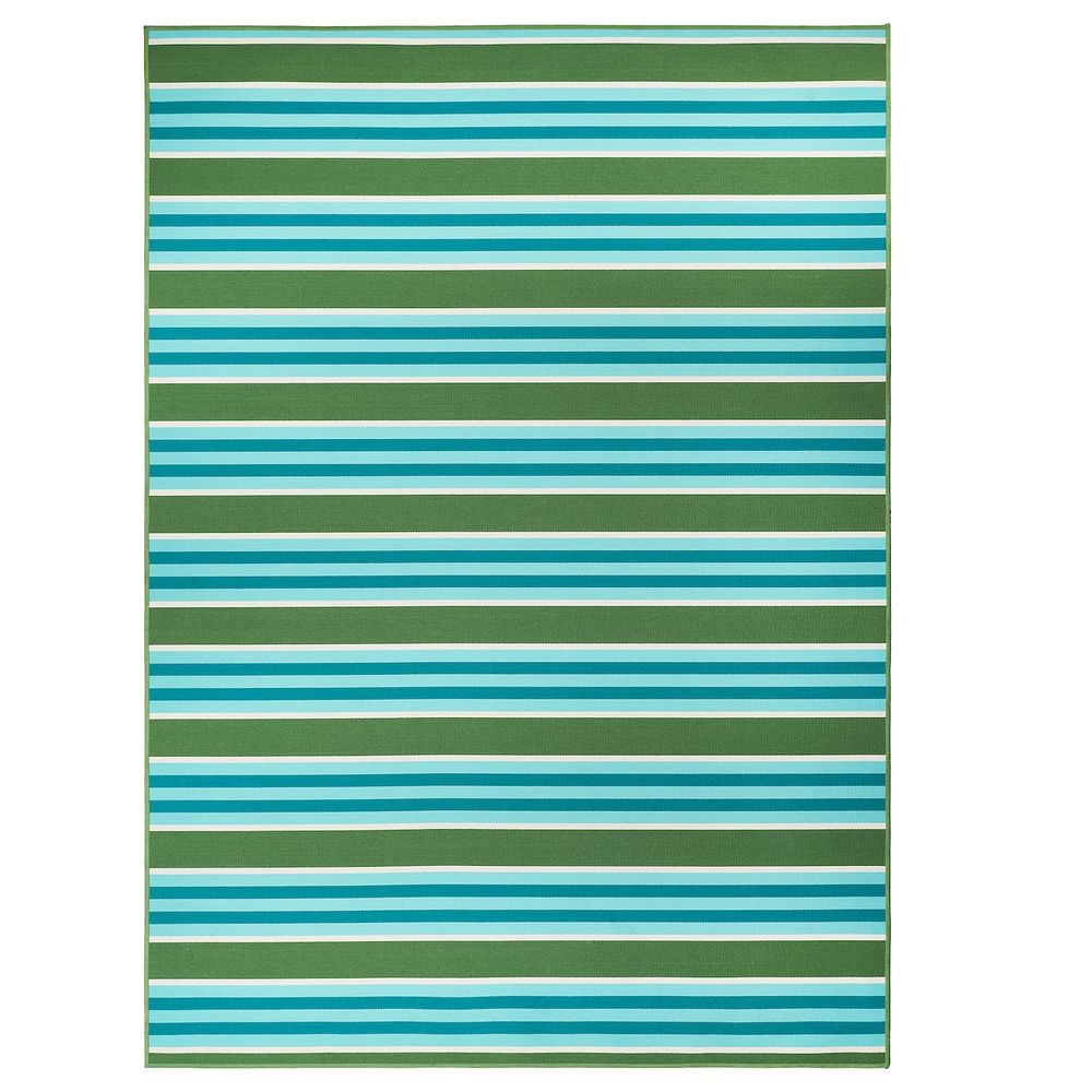Ковер безворсовый, для/дома/улицы, в полоску, зеленый, белый 170x240 см IKEA СОММАР 2020 004.651.03 - фото 1